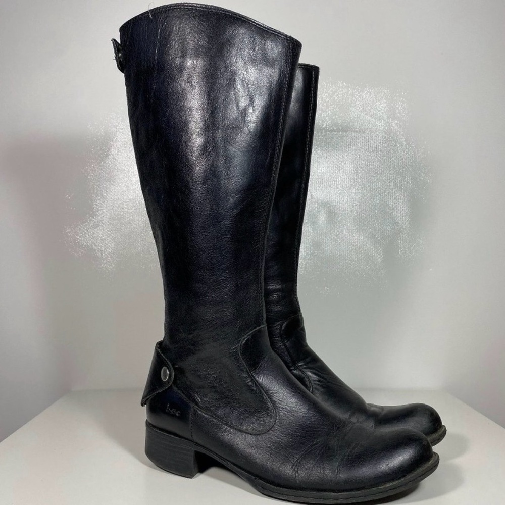 B.O.C Born Women Leather Boots Riding Boots Knee High / Tall Black Sz 7 /38